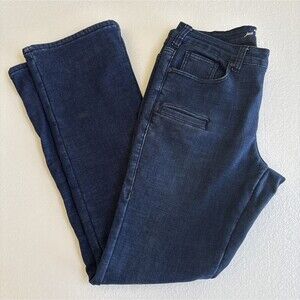 Ladies Cowgirl Just Tuff Jeans Dark Wash Velvet Lined Winter Natural Waist 30x33